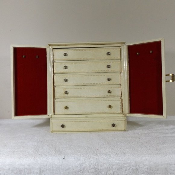 50s/60s Extra Large Jewelry Box Trunk With Six Tiers - Picture 10 of 16